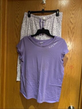 Croft & Barrow, purple floral pajama capri pant set, medium